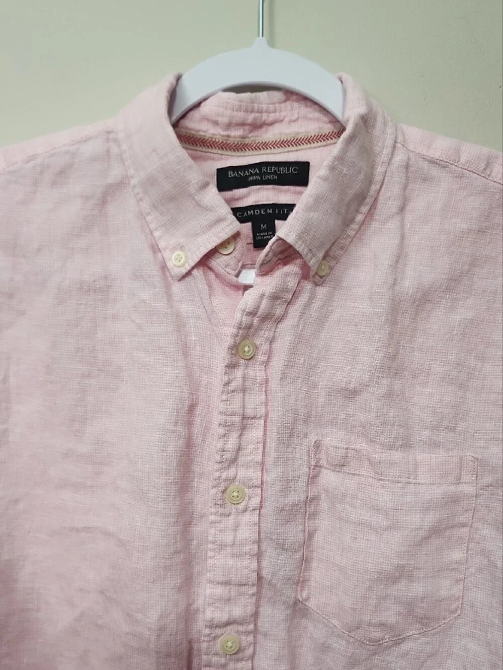 Banana Republic Camden Fit Pink Linen Button-Down Shirt